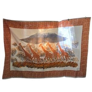 Vintage Giraffe/Safari Tapestry/Wall Hanging- Mt. Kilimanjaro Scene [0134]